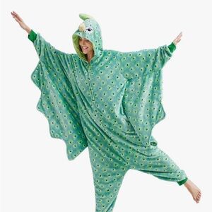 Green Peacock Onesie with Hood and Tail